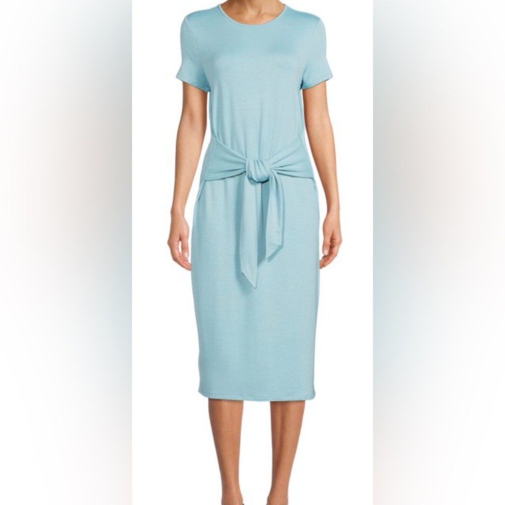 Time & Tru Tie Waisted Knit Dress with Side Slits ~ Blue ~ Size XXXL (22)